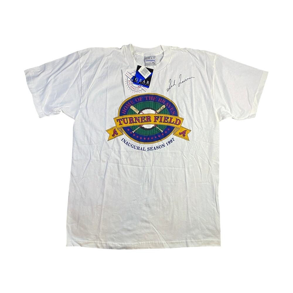 Vintage Atlanta Braves Ted Turner Field Autographed Tee NWT - XL